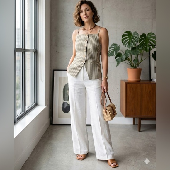 Scotch & Soda Tops - Scotch & Soda Vest Top Tan and Blue Stripes medium new with tags